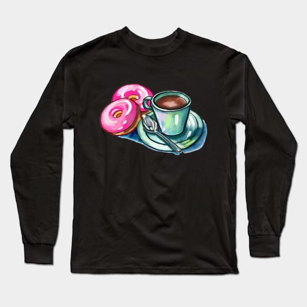 Coffee and donuts Long Sleeve T-Shirt by Art by Ergate